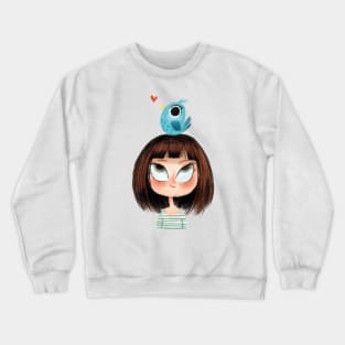 Girl with bird Crewneck Sweatshirt